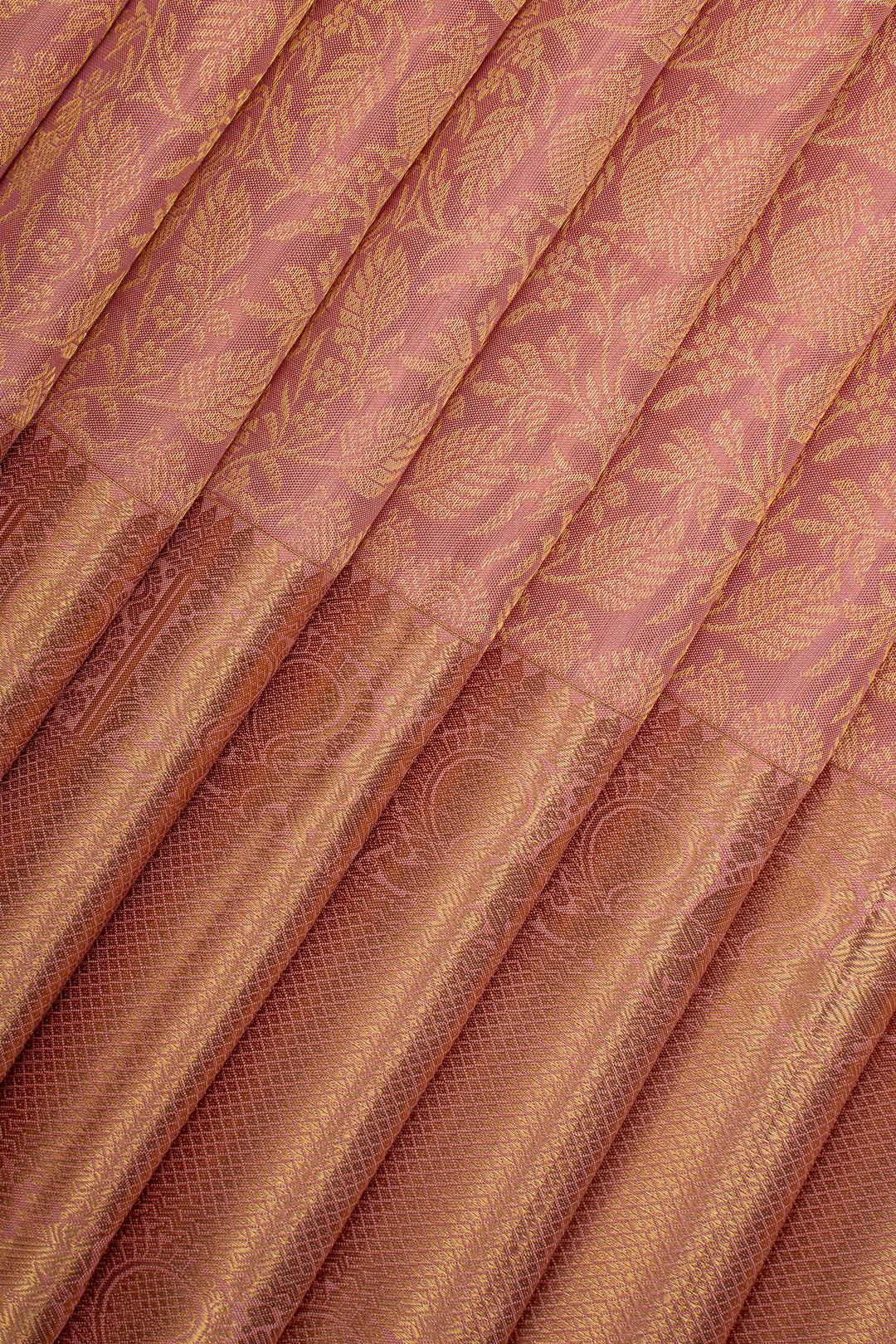 Blush Pink Floral Brocade Pure Kanchipuram Silk Saree