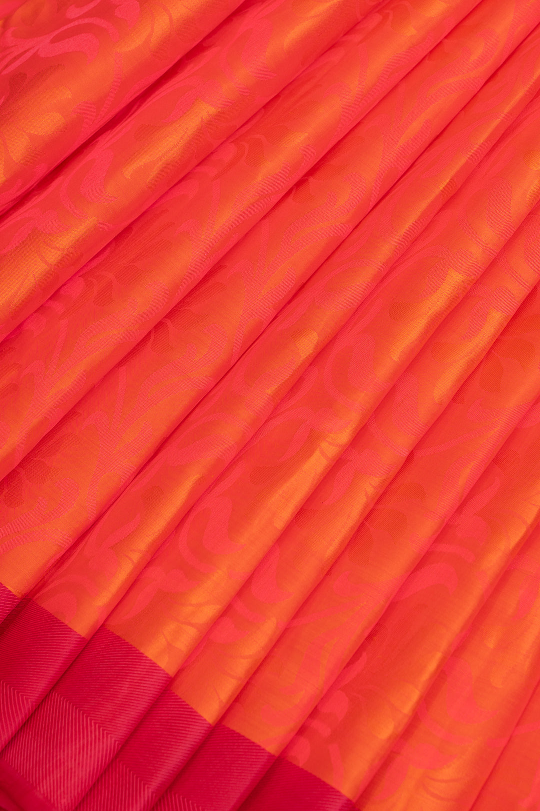 Peach thread embossed pure Kanchipuram silk saree