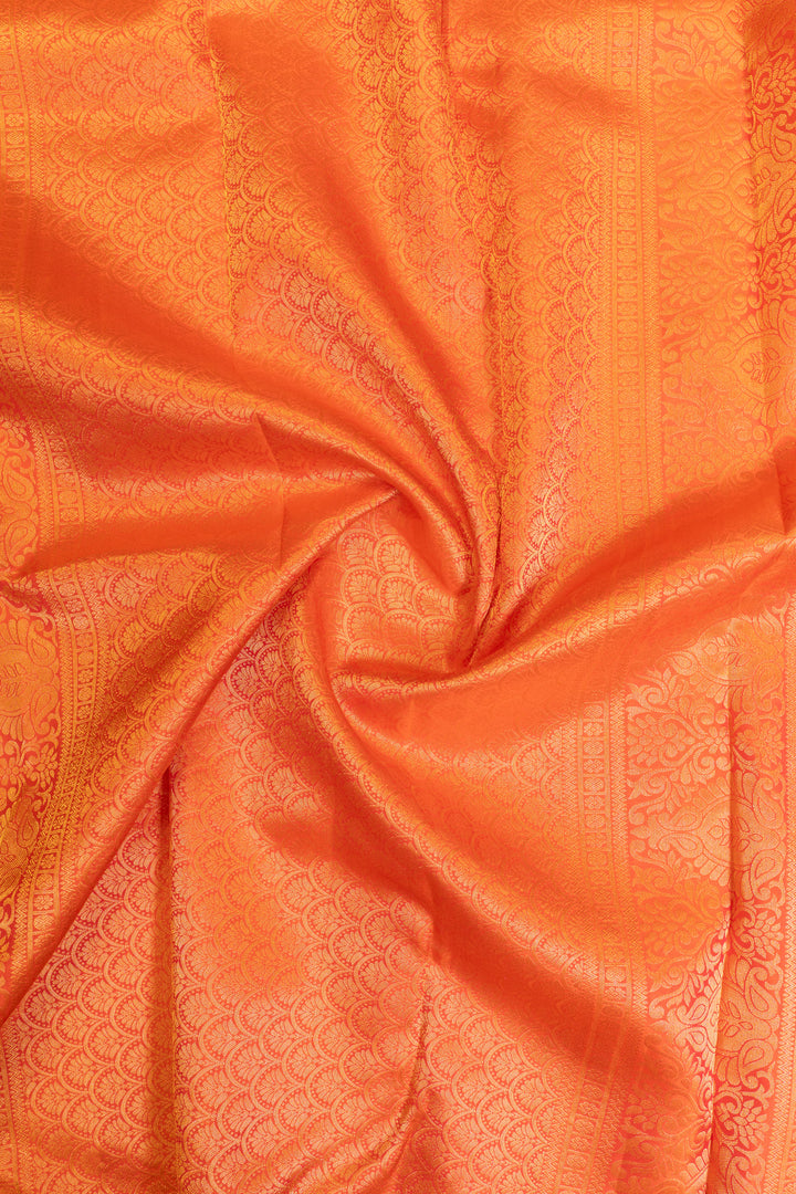 Chilli red brocade pure Kanchipuram silk saree