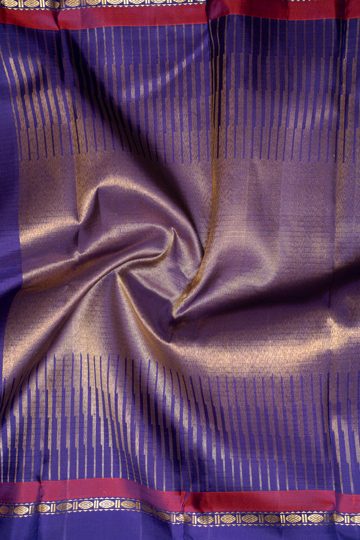 Grey Zari Checks Pure Kanchipuram Silk Saree - Clio Silks