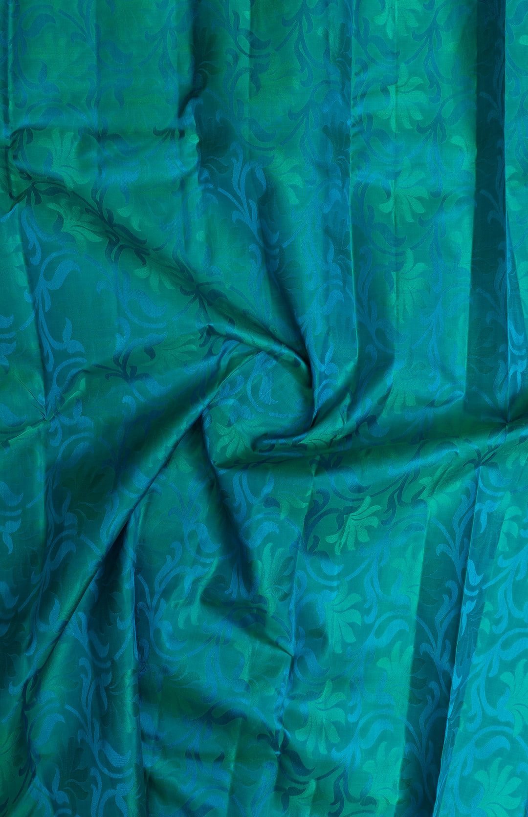 Peacock blue thread embossed  pure Kanchipuram silk saree