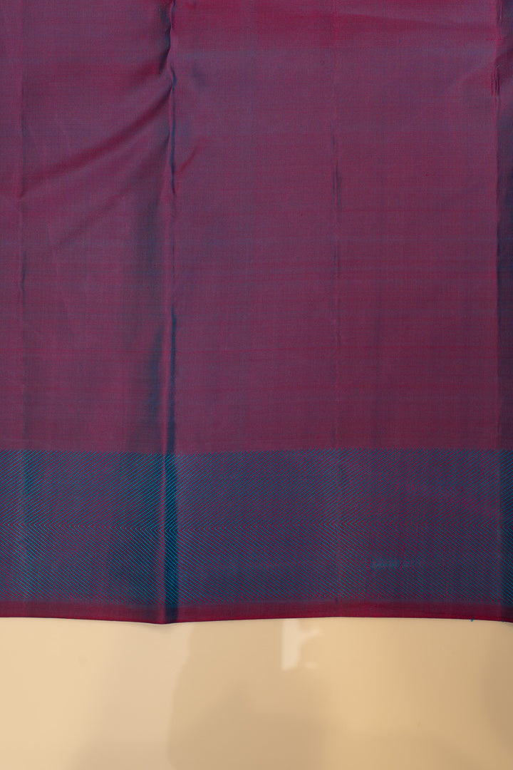 Peacock blue thread embossed  pure Kanchipuram silk saree