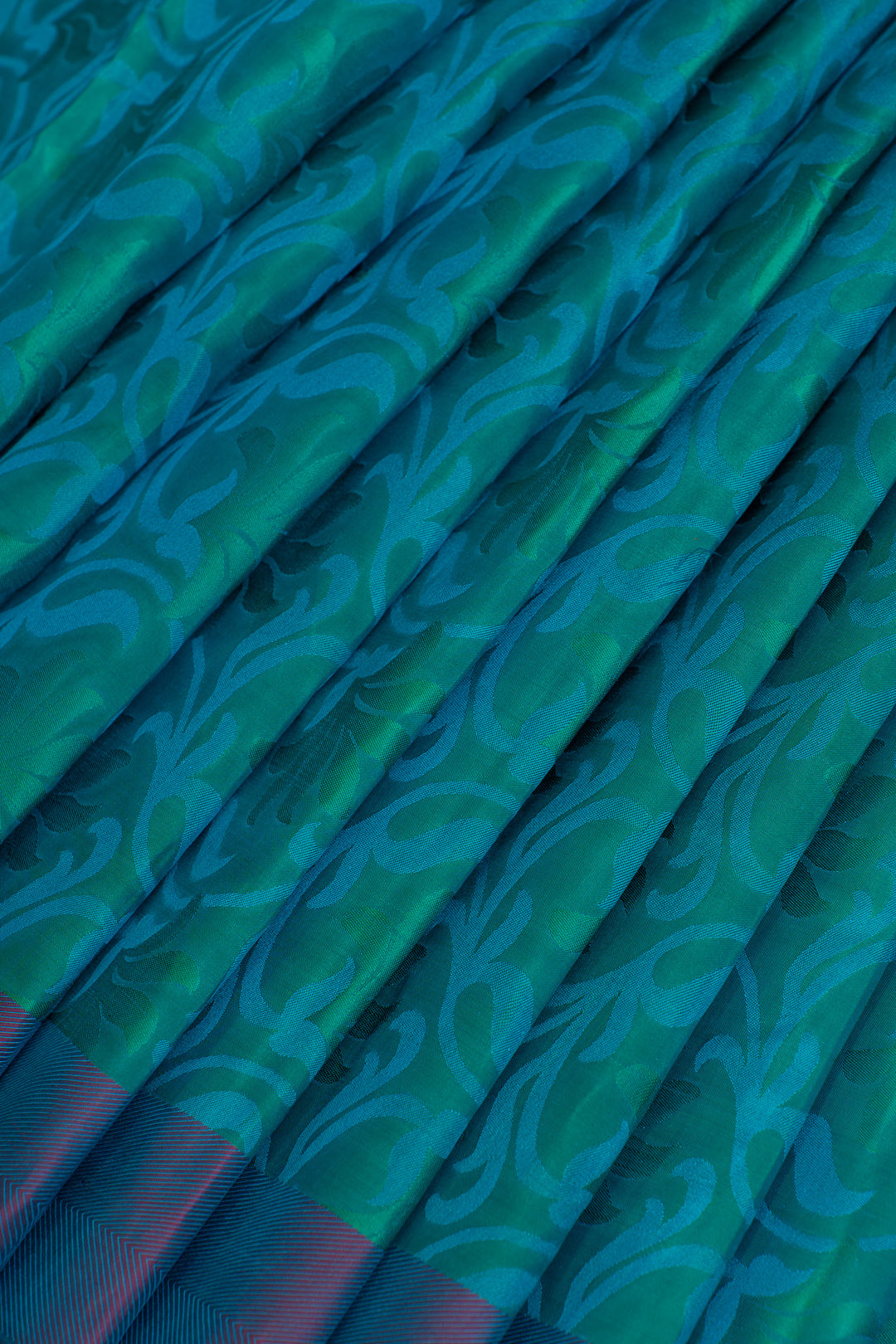 Peacock blue thread embossed  pure Kanchipuram silk saree