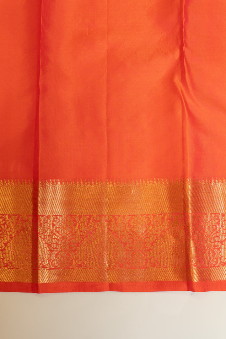 Chilli red brocade pure Kanchipuram silk saree