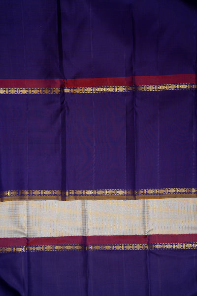 Grey Zari Checks Pure Kanchipuram Silk Saree - Clio Silks