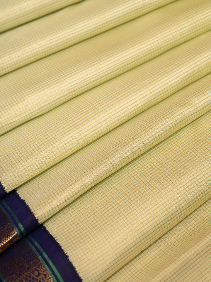 Pastel Green Small Border Pure Zari Kanchipuram Silk Saree - Clio Silks
