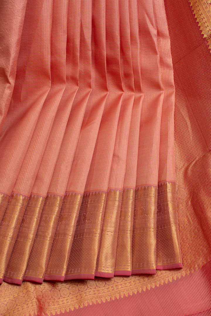 Pink Muthu zari pure Kanchipuram silk saree