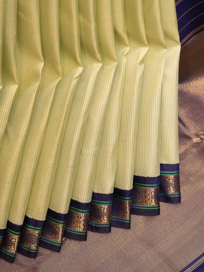 Pastel Green Small Border Pure Zari Kanchipuram Silk Saree - Clio Silks