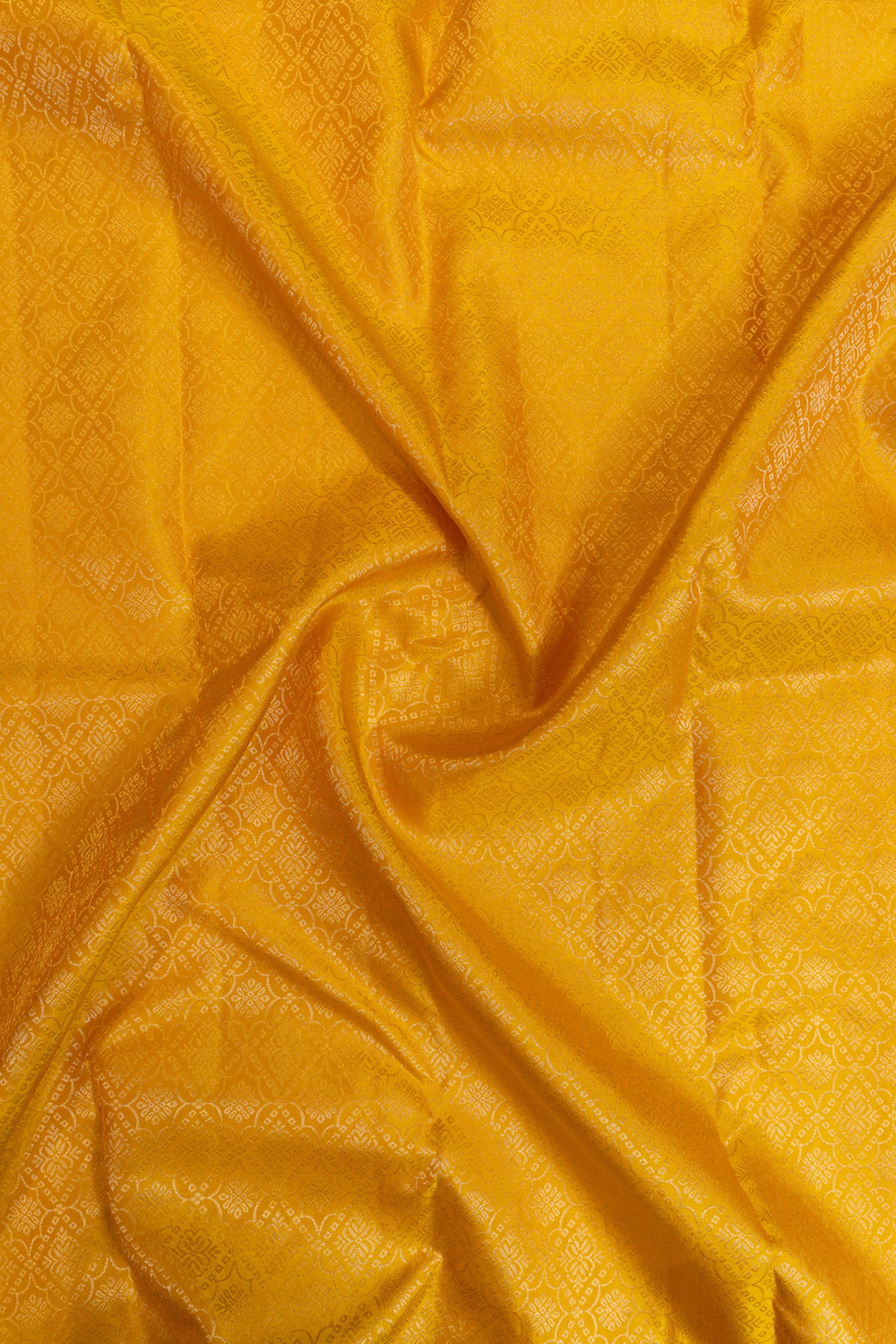 Yellow diamond brocade pure Kanchipuram silk saree