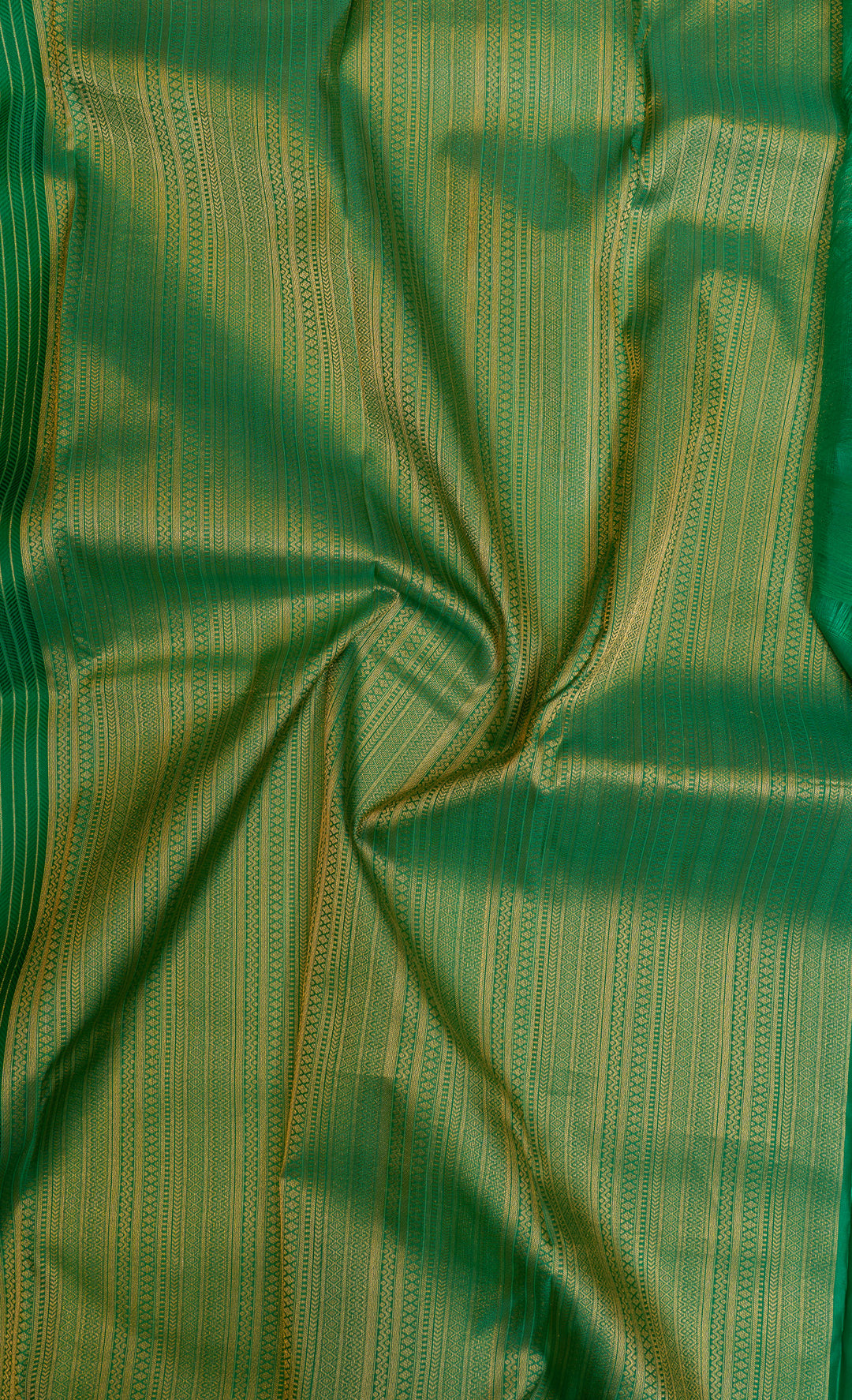 Bottle green thread stripes  pure Kanchipuram silk saree