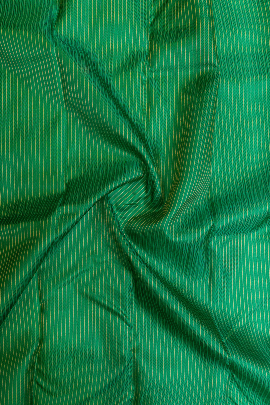Bottle green thread stripes  pure Kanchipuram silk saree