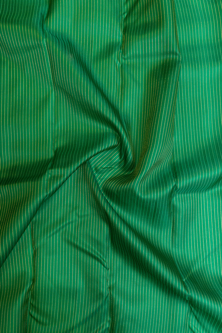 Bottle green thread stripes  pure Kanchipuram silk saree