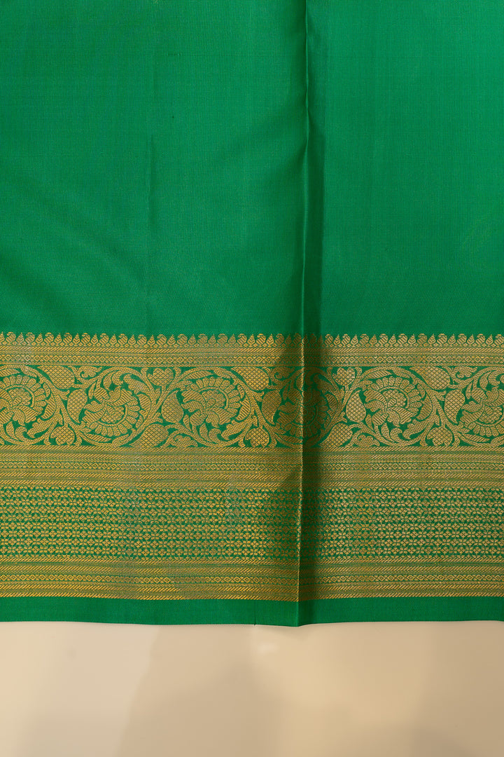 Bottle green thread stripes  pure Kanchipuram silk saree