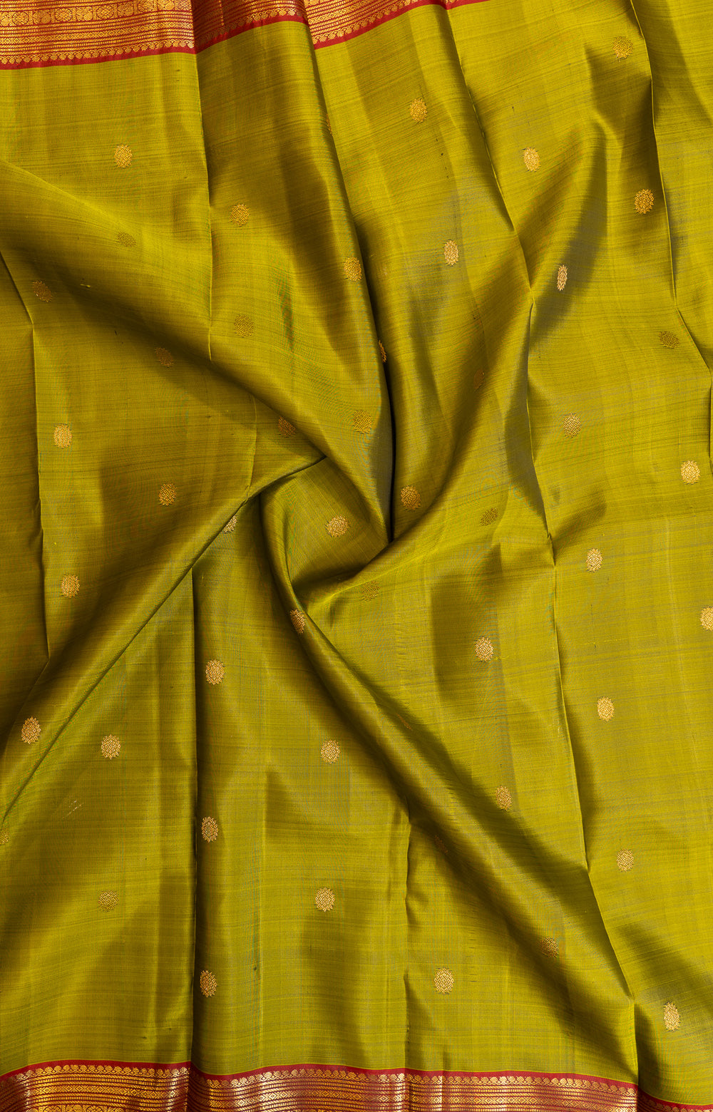 Mehendi green and red  pure Kanchipuram silk saree