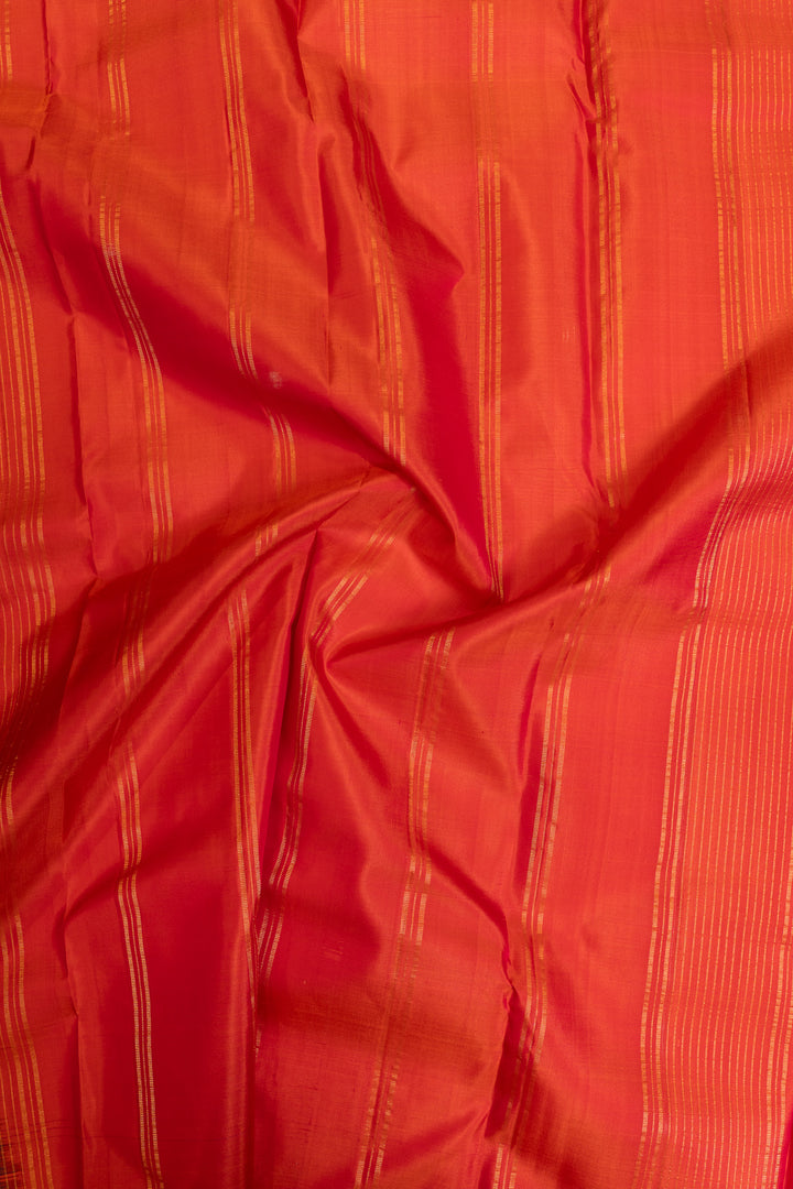 Purple and red stripes pure Kanchipuram silk saree