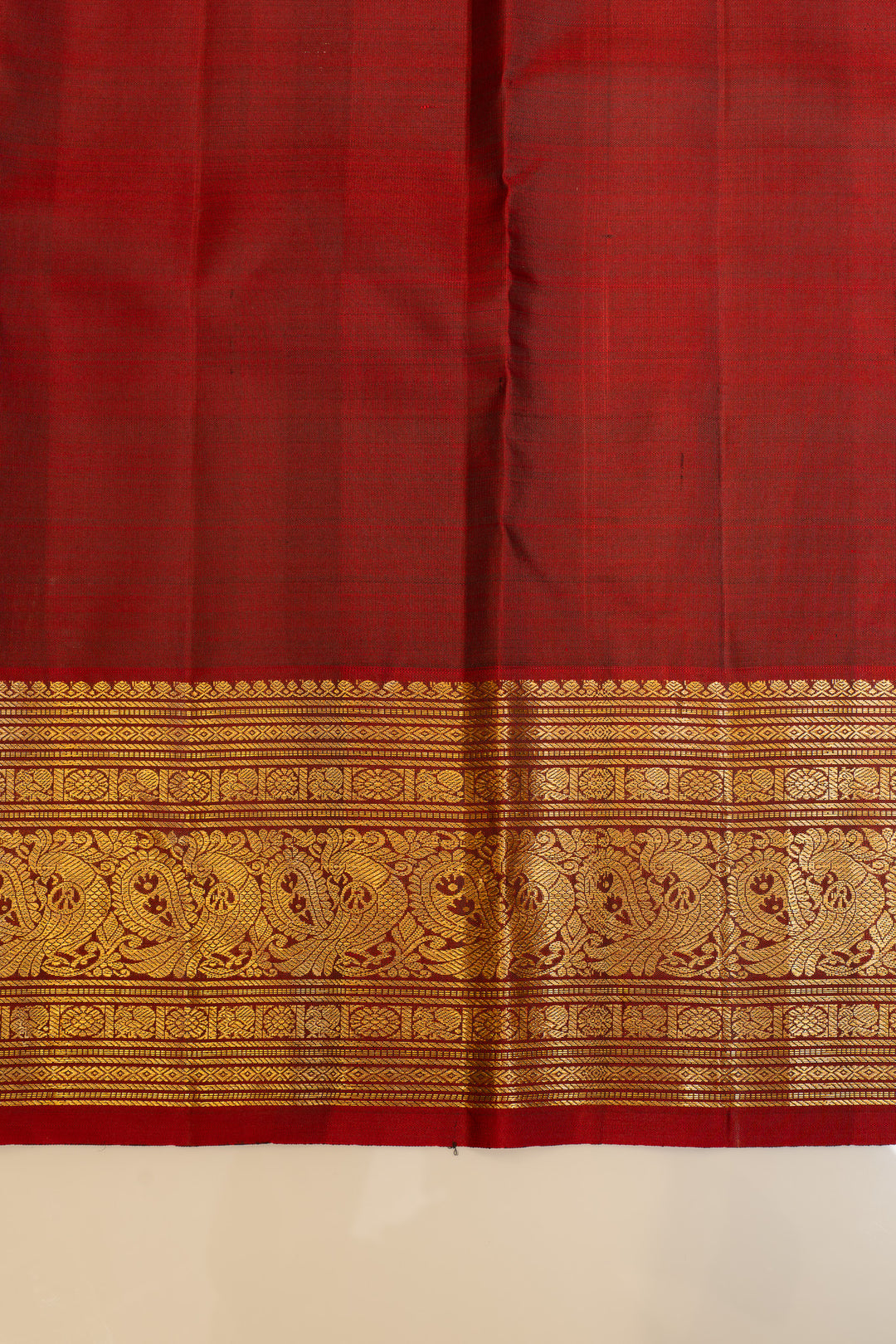 Mehendi green and red  pure Kanchipuram silk saree