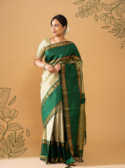 Mint Green Pure Zari Kanchipuram Silk Saree - Clio Silks
