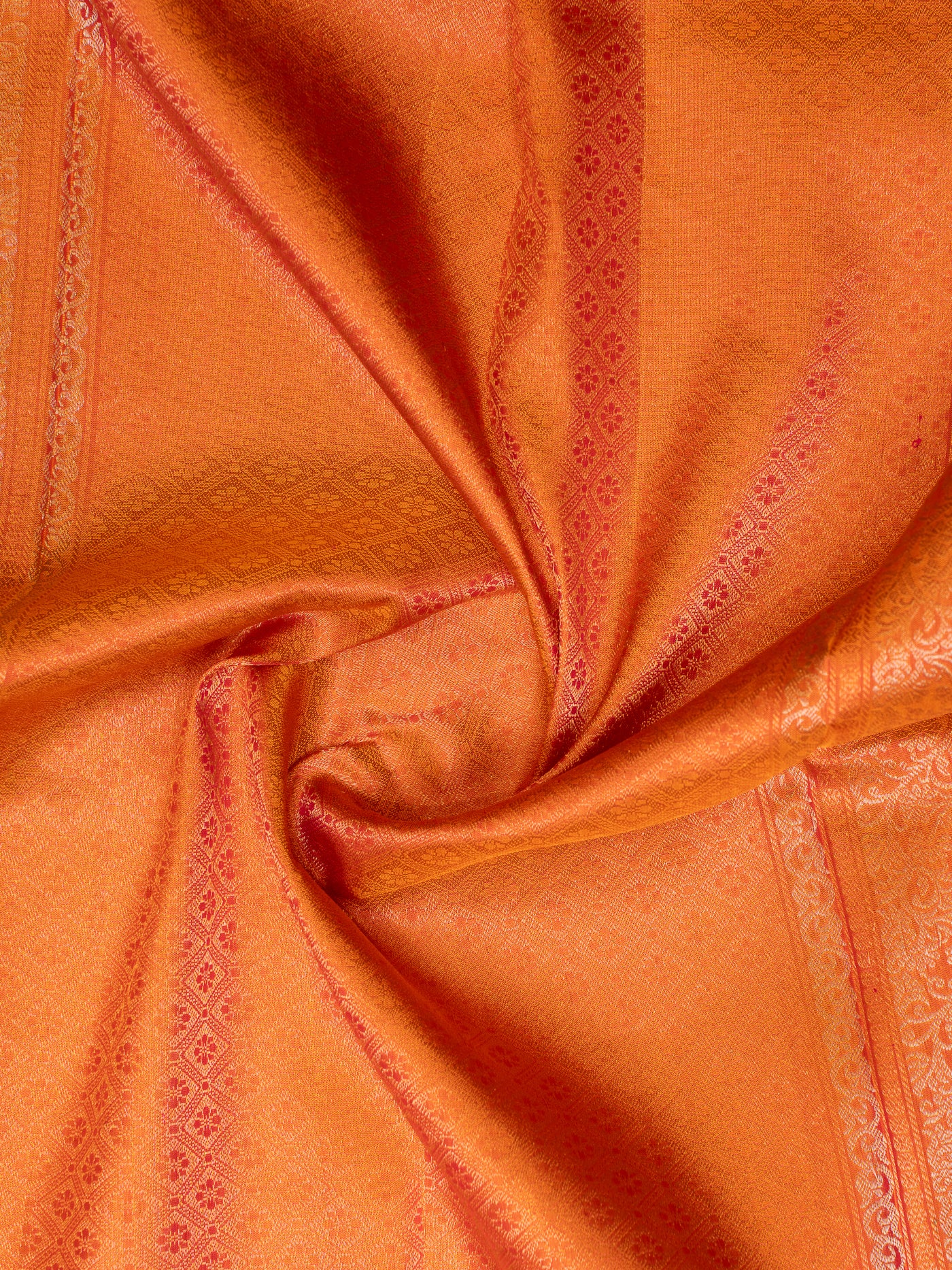 Leaf Green and Peach Pure Kanchipuram Silk Saree