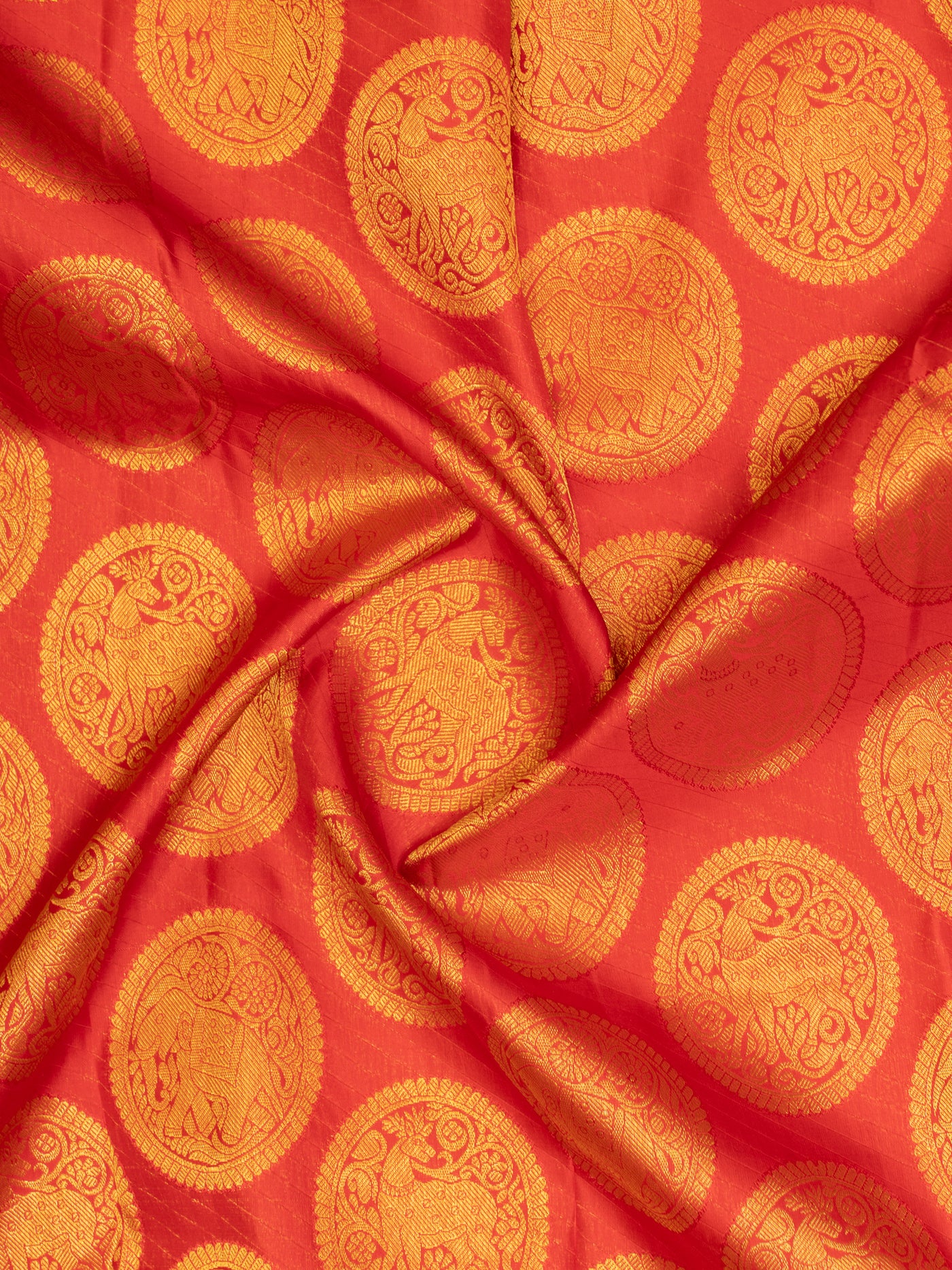 Red chakram pure Kanchipuram silk saree