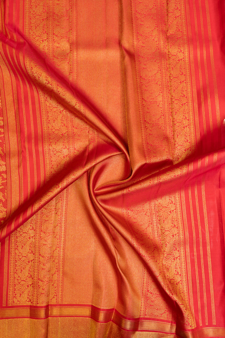 Crimson red vanasingaram brocade  pure Kanchipuram silk saree