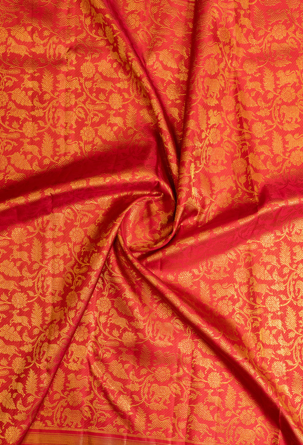 Crimson red vanasingaram brocade  pure Kanchipuram silk saree