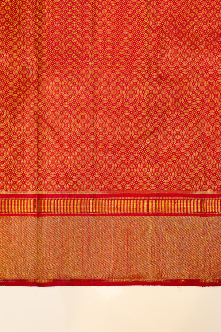 Crimson red vanasingaram brocade  pure Kanchipuram silk saree