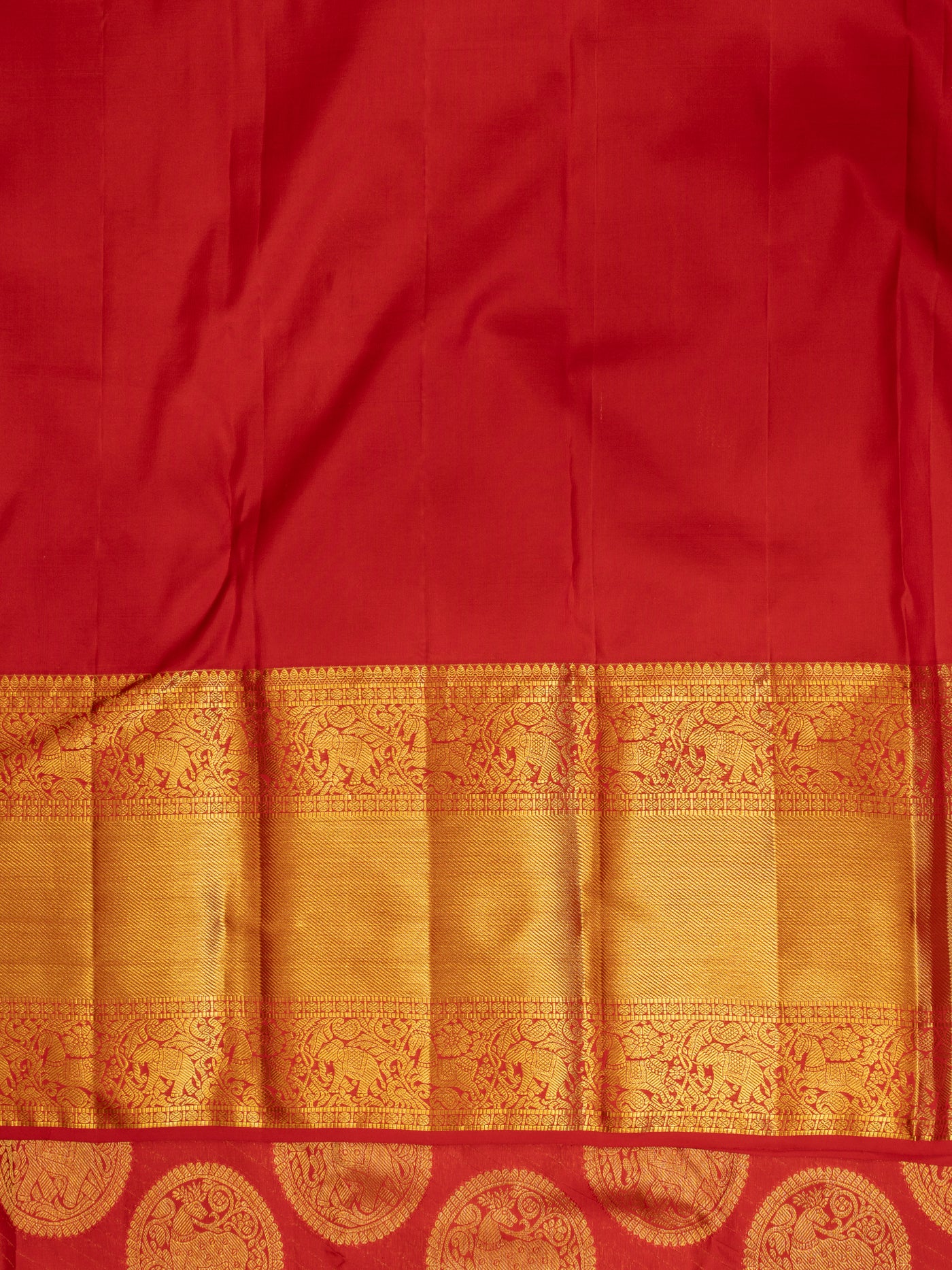 Red chakram pure Kanchipuram silk saree