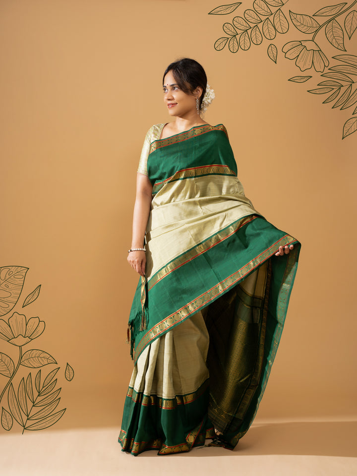 Mint Green Pure Zari Kanchipuram Silk Saree - Clio Silks
