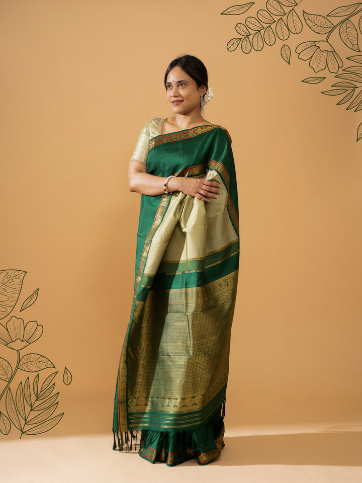 Mint Green Pure Zari Kanchipuram Silk Saree - Clio Silks