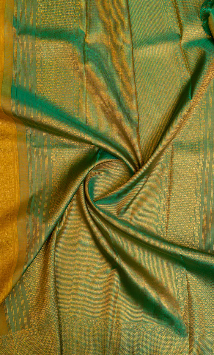 Gold and green annam chakram Brocade pure Kanchipuram silk saree
