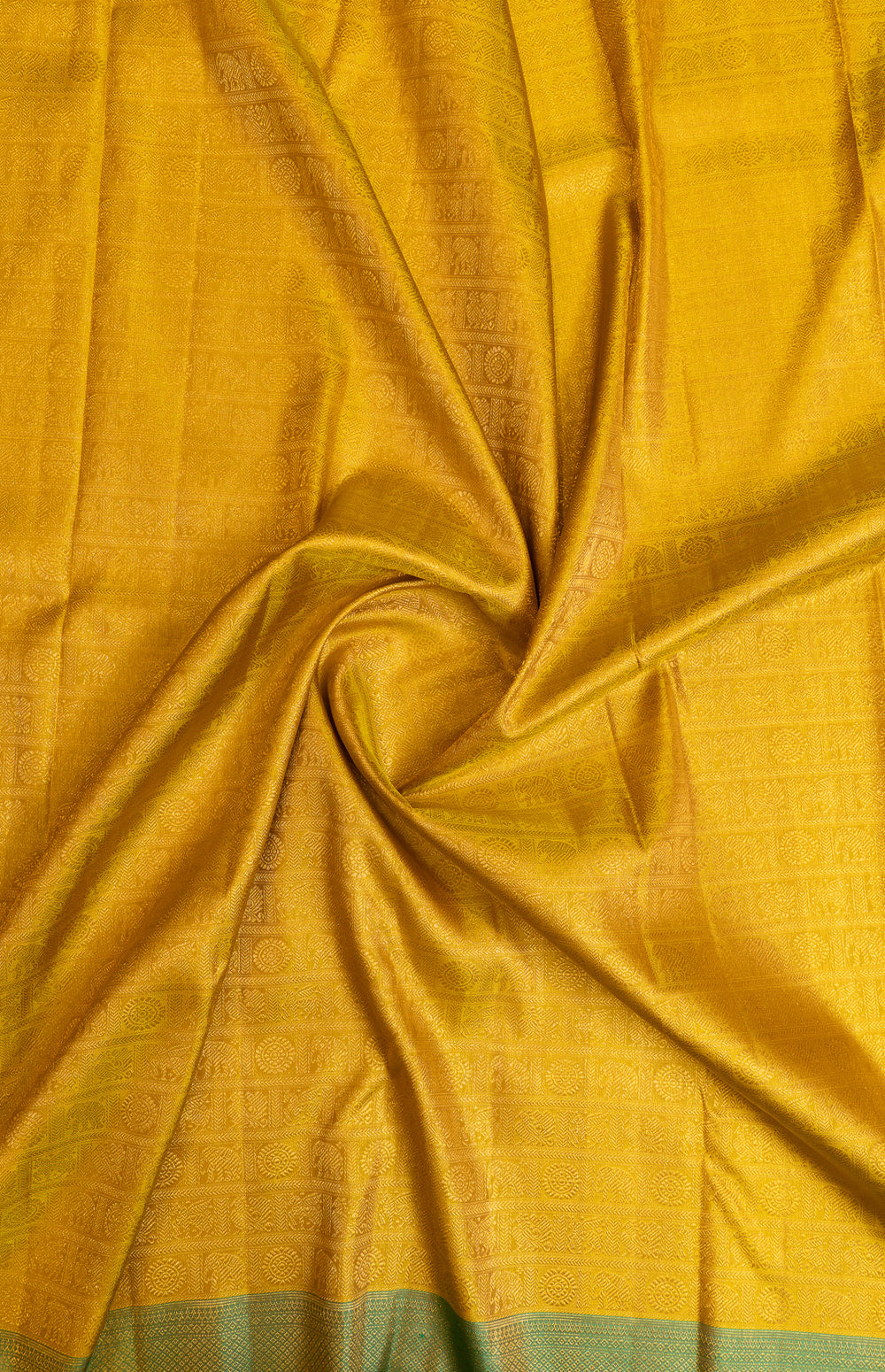 Gold and green annam chakram Brocade pure Kanchipuram silk saree
