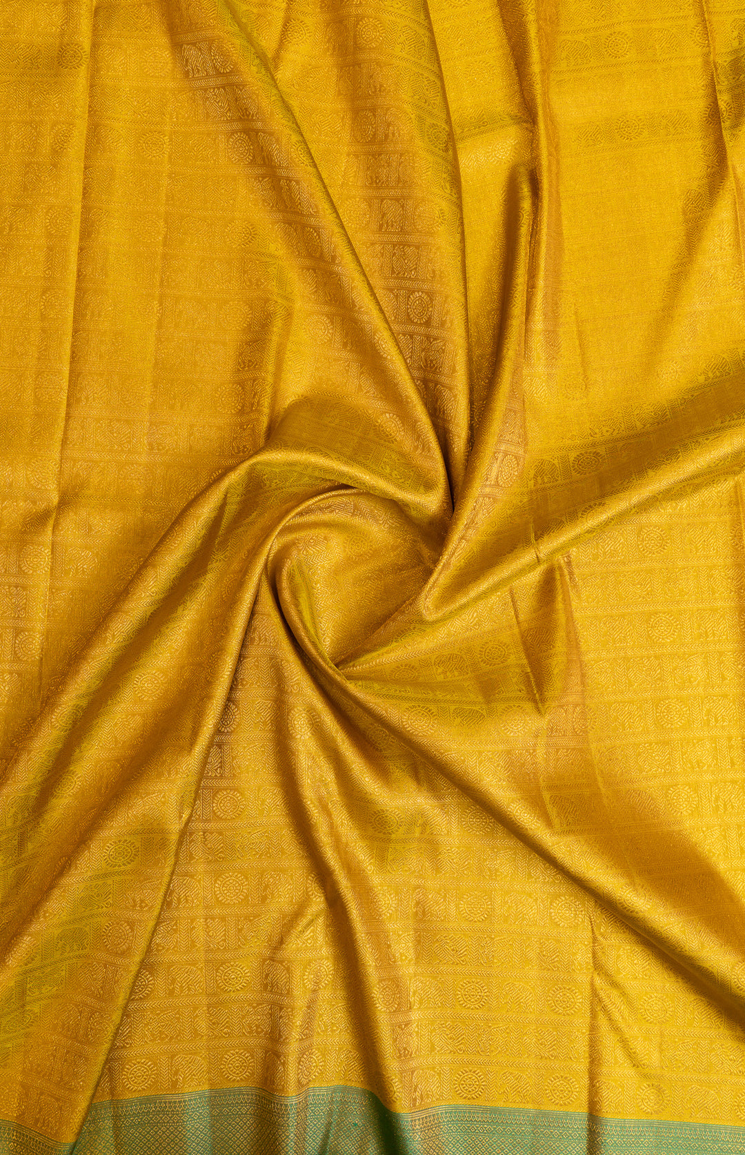 Gold and green annam chakram Brocade pure Kanchipuram silk saree