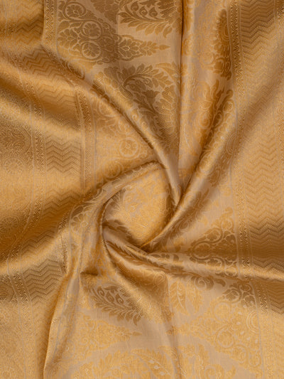 Beige and Gold Brocade Pure Kanchipuram Silk Saree