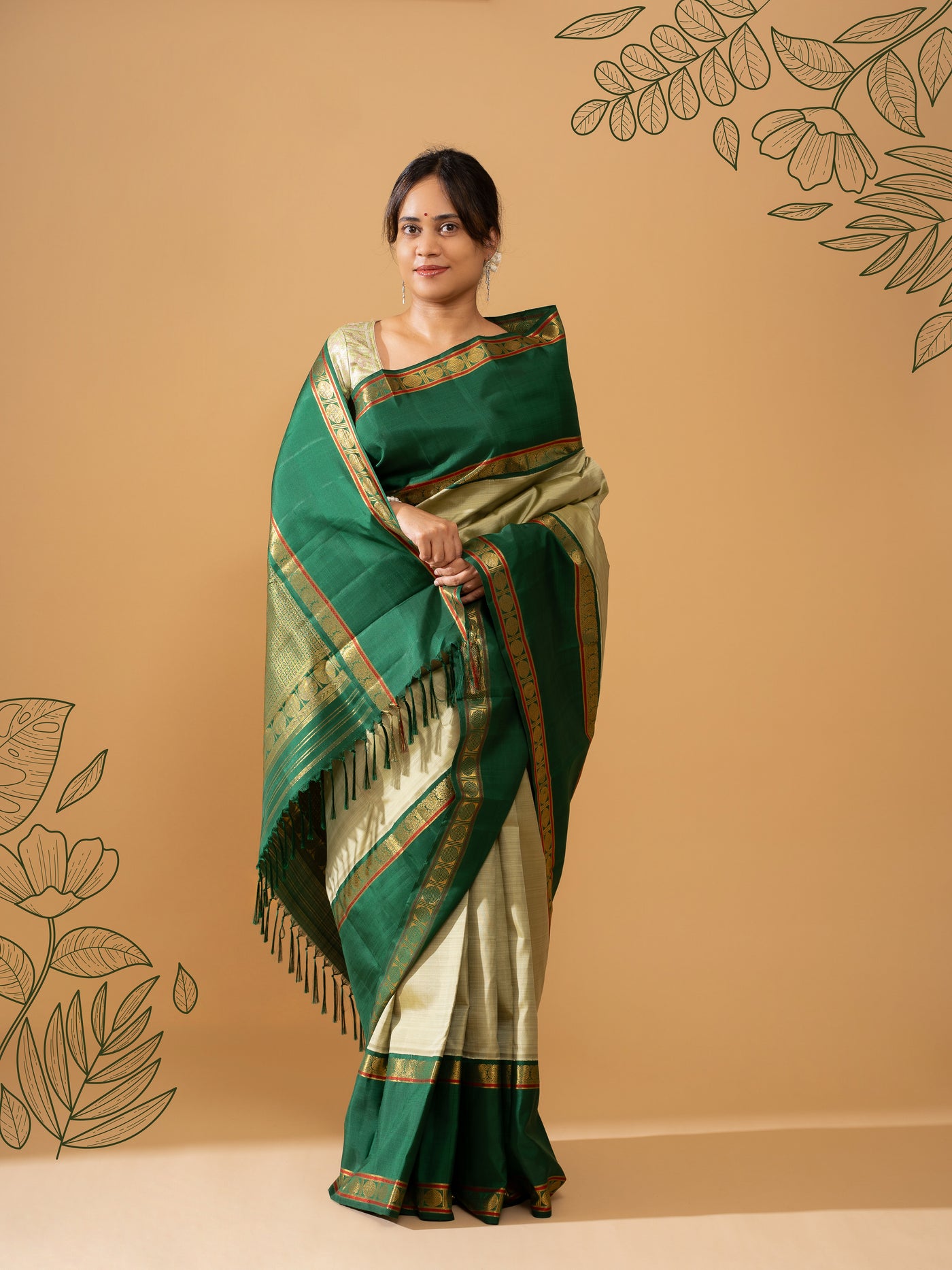 Mint Green Pure Zari Kanchipuram Silk Saree - Clio Silks