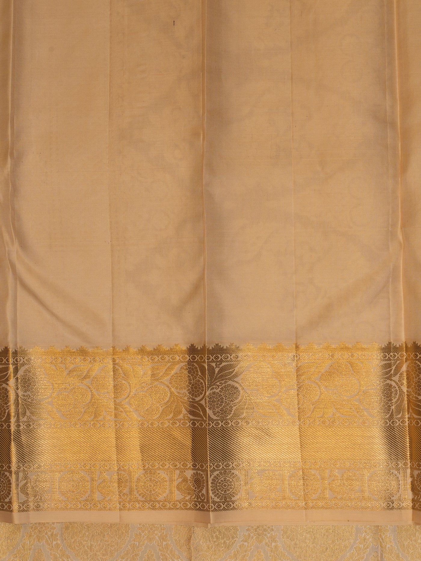 Beige and Gold Brocade Pure Kanchipuram Silk Saree