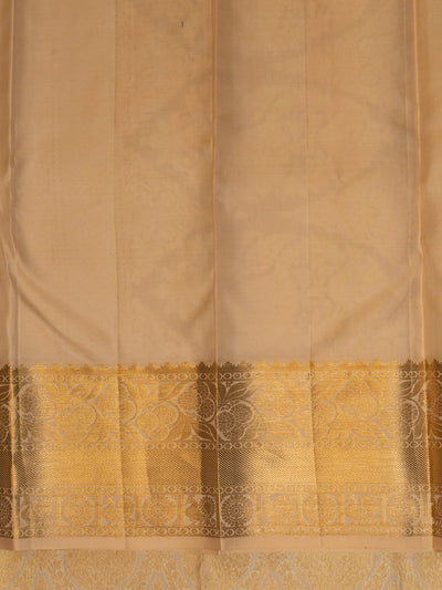 Beige and Gold Brocade Pure Kanchipuram Silk Saree