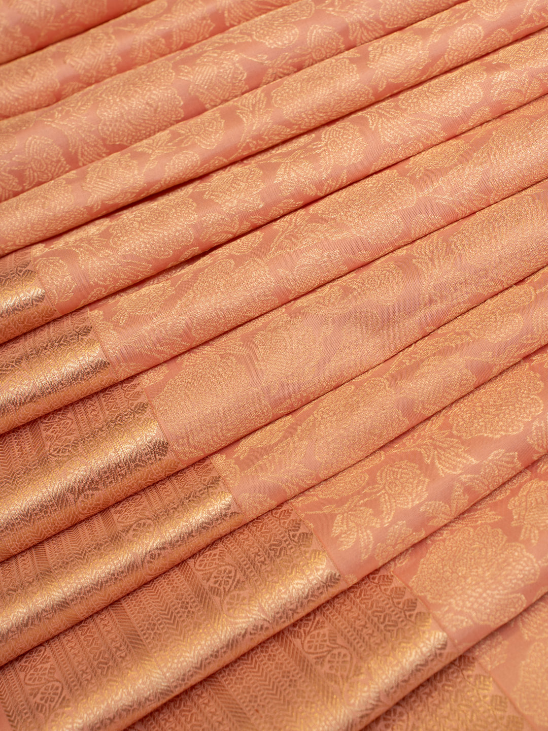 Rose pink floral brocade pure Kanchipuram silk saree