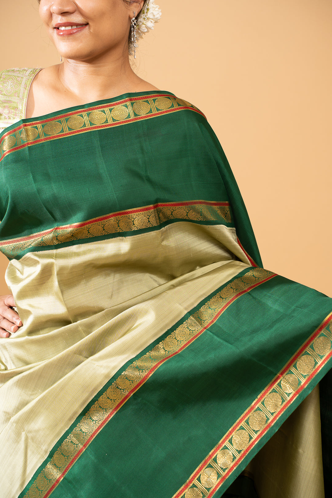 Mint Green Pure Zari Kanchipuram Silk Saree - Clio Silks