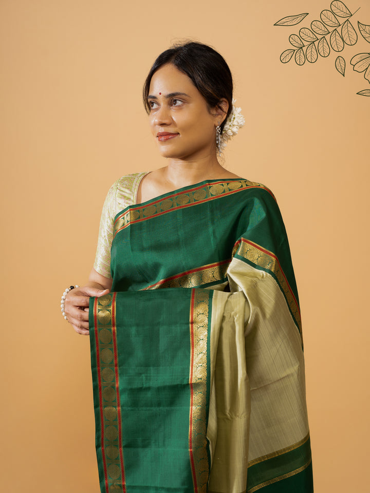 Mint Green Pure Zari Kanchipuram Silk Saree - Clio Silks