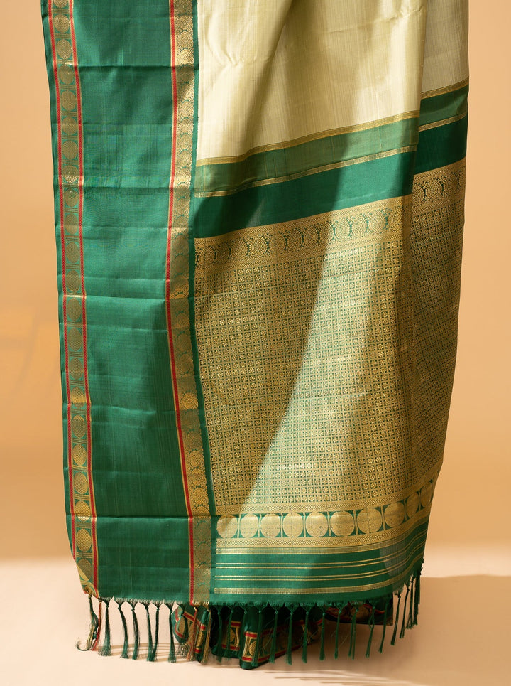 Mint Green Pure Zari Kanchipuram Silk Saree - Clio Silks