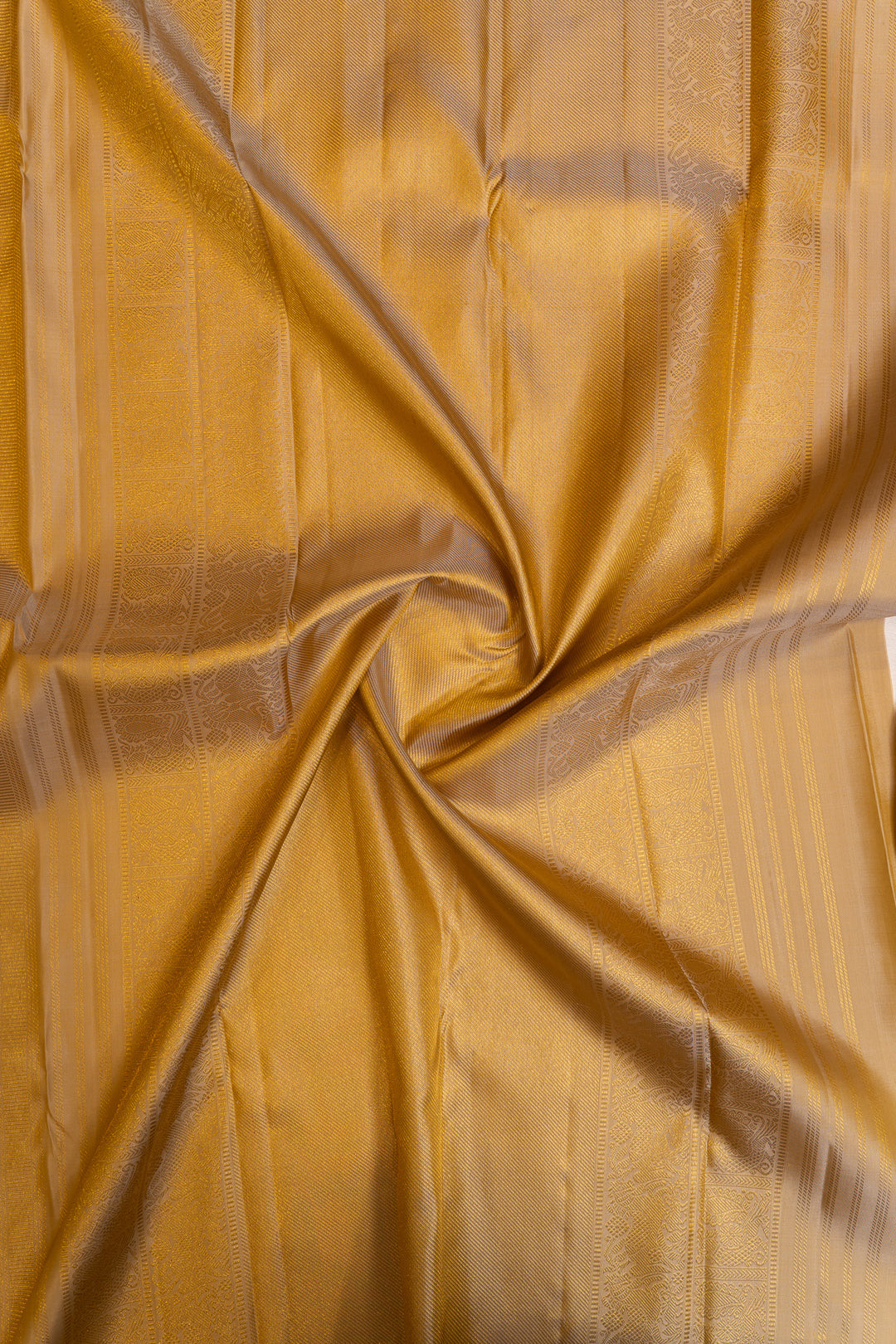 Champagne gold chevron brocade  pure Kanchipuram silk saree