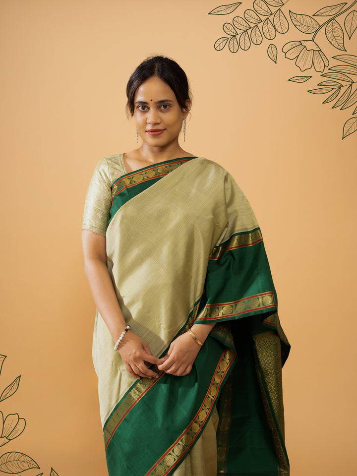 Mint Green Pure Zari Kanchipuram Silk Saree - Clio Silks