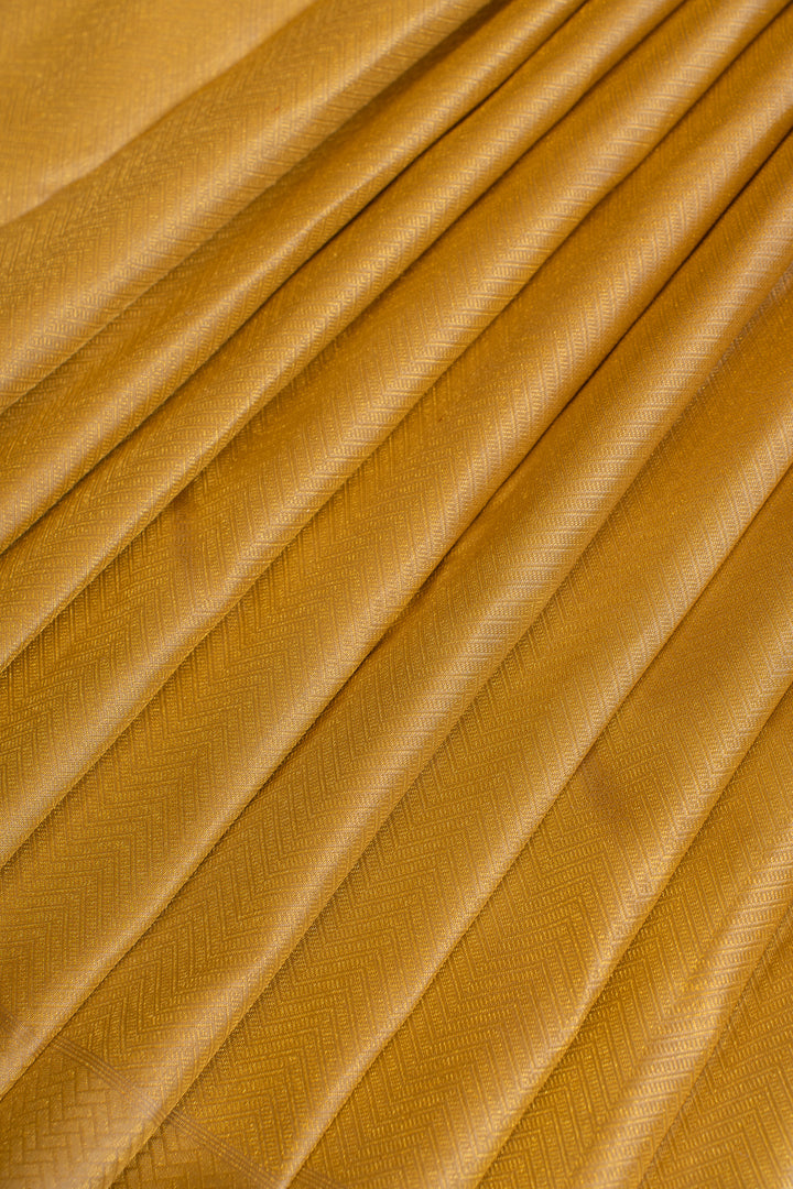 Champagne gold chevron brocade  pure Kanchipuram silk saree