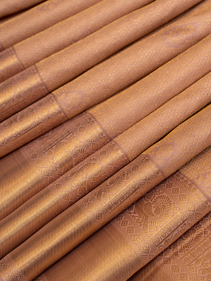 Salmon pink brocade pure Kanchipuram silk saree