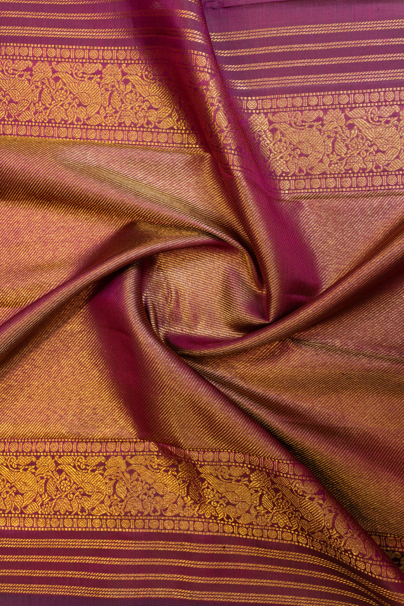 Aubergine purple mayil chakram brocade pure Kanchipuram silk saree