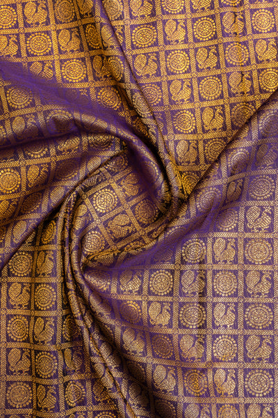 Aubergine purple mayil chakram brocade pure Kanchipuram silk saree