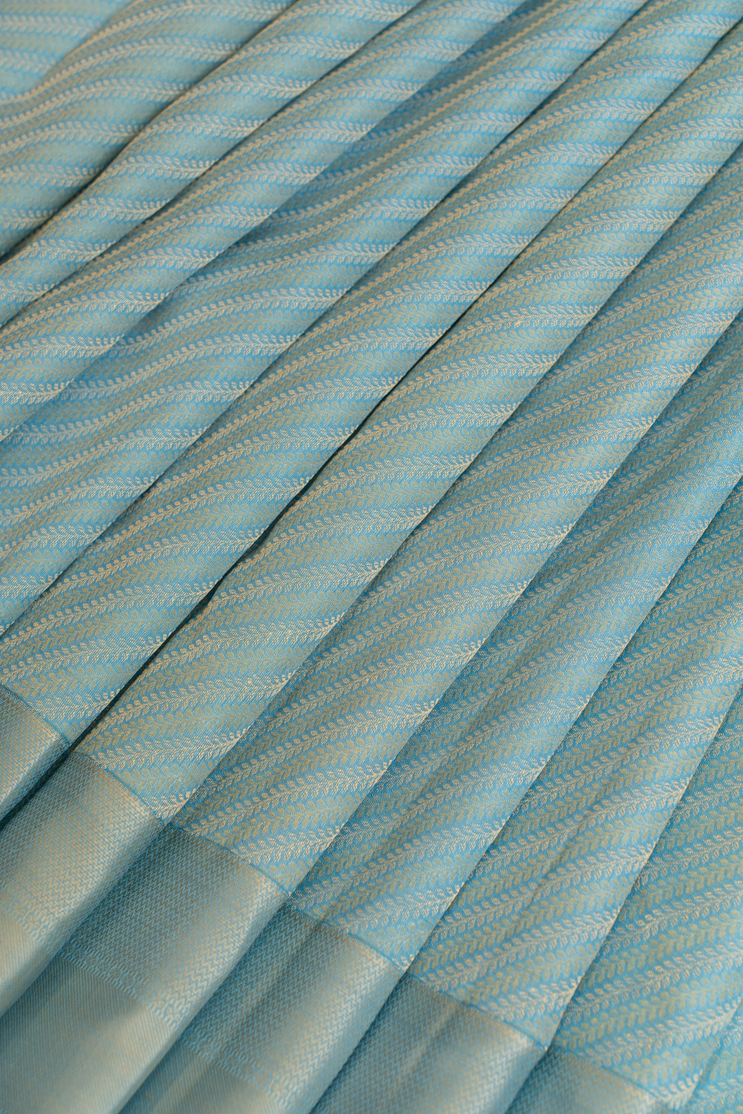 Pastel blue thread stripes pure Kanchipuram silk saree