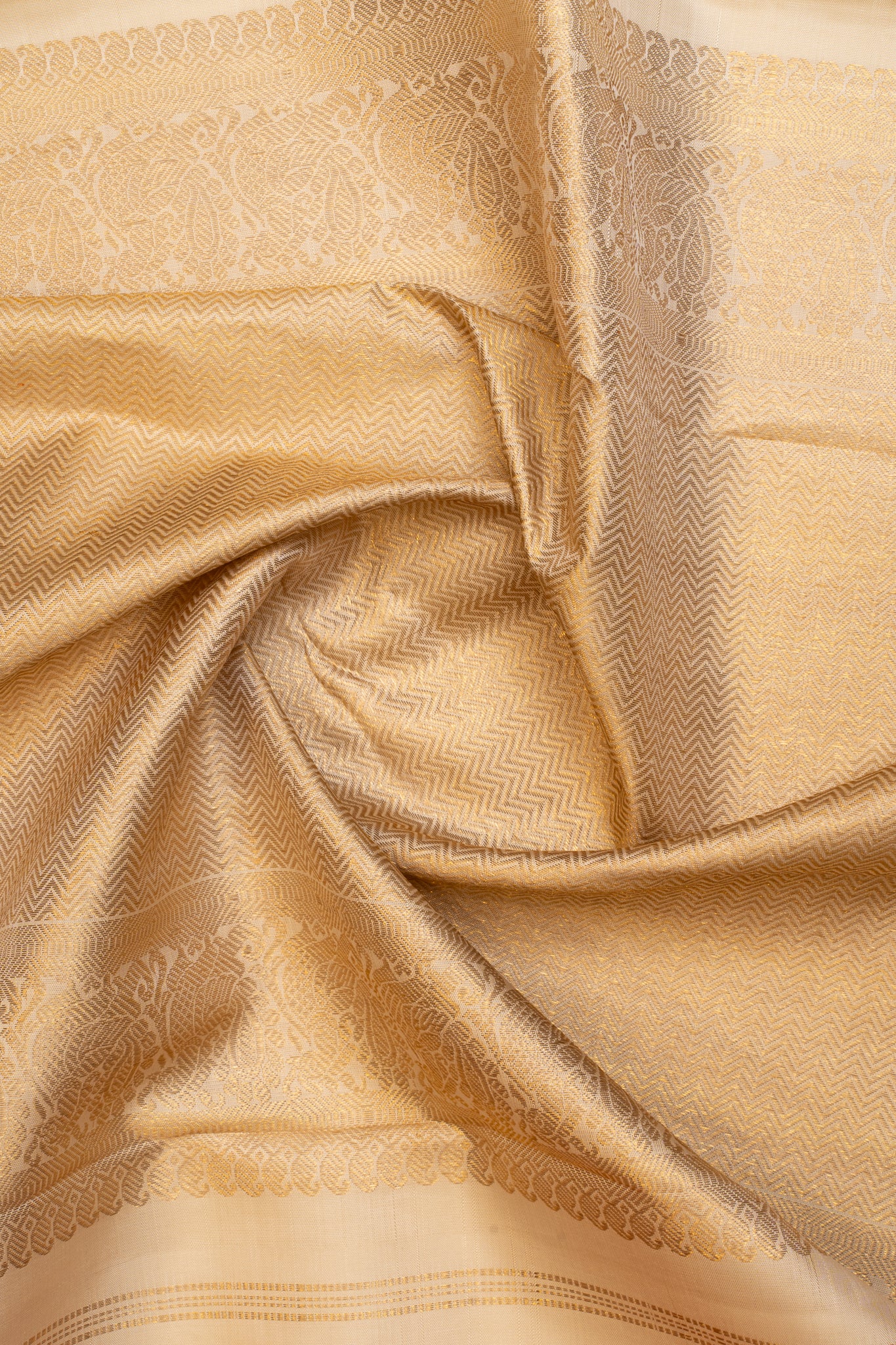 Rust orange and ivory pure zari Kanchipuram Silk saree