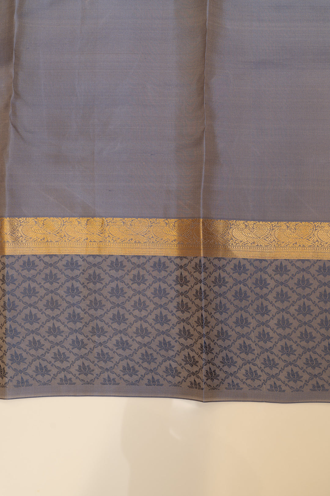 Greyish blue threadwork pure Kanchipuram silk saree