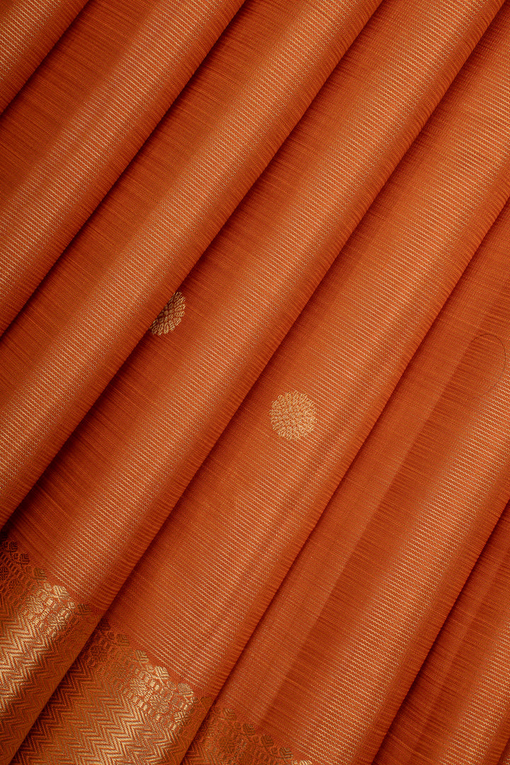 Rust Orange Vairaoosi Pure Kanchipuram Silk Saree